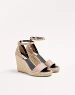 Valentino Double Rockstud Grainy Calfskin Wedge Sandal 105 Mm - Image 6